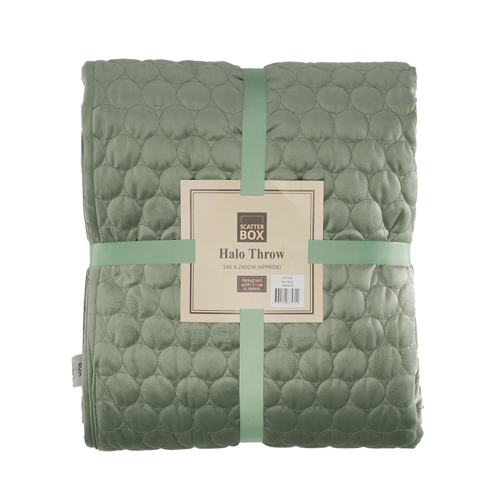 Halo Quilted Soft Luxury Throw In Sage Green